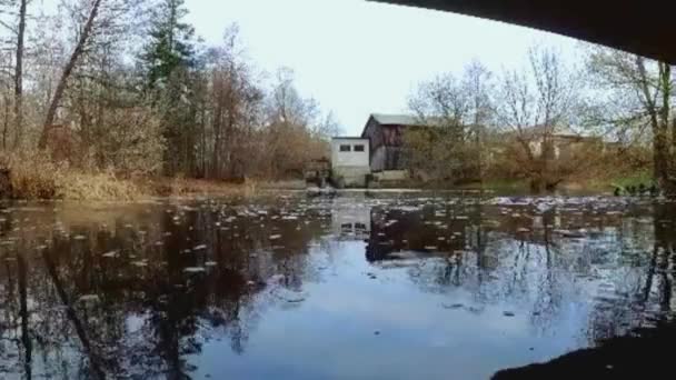 Yüzeyinden Görünen Küçük Vahşi Grabia Nehri — Stok video