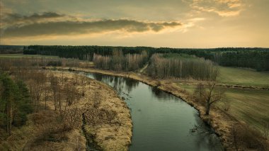 Bahar günü Widawka Nehri, Polonya.