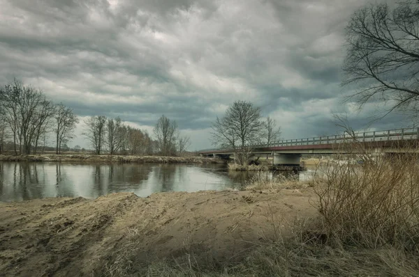 Widawka River Την Άνοιξη Πολωνία — Φωτογραφία Αρχείου
