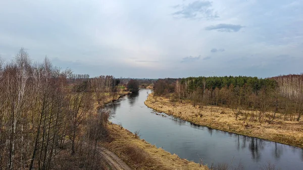 Rivière Widawka Printemps Pologne — Photo
