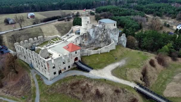 Ruinas Del Castillo Rabsztyn Polonia — Vídeo de stock