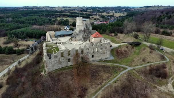 Ruins Rabsztyn Castle Poland — Stock Video
