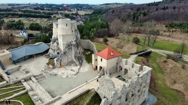 Ruinerna Rabsztyns Slott Polen — Stockvideo