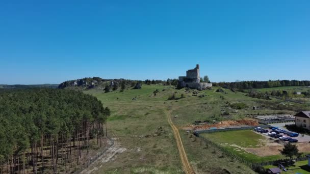 Ruinen Einer Mittelalterlichen Burg Dorf Mirow Polen — Stockvideo
