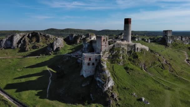 Castle Ruins Olsztyn Czestochowa Silesia Poland — Stock Video