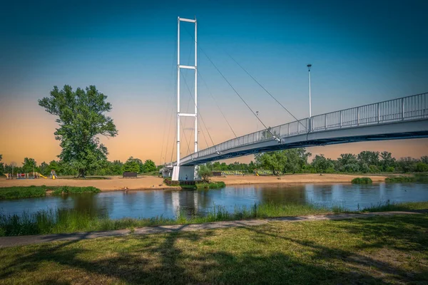 Міст Через Річку Варту Місті Серадц Польща Стокове Фото