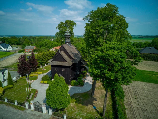 Una Chiesa Storica Legno Nel Villaggio Suchcice Polonia — Foto Stock