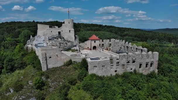 Ruinen Einer Mittelalterlichen Burg Dorf Rabsztyn Polen — Stockvideo