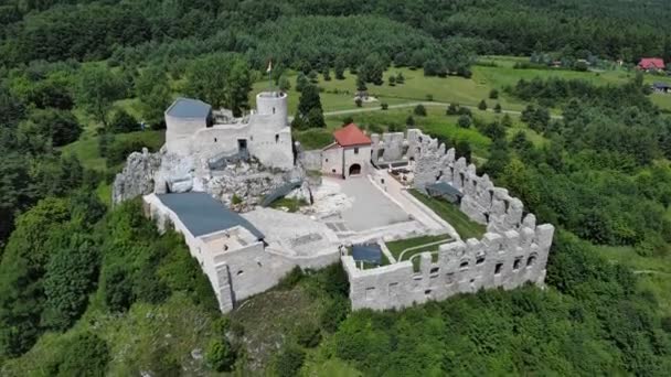 Ruiny Średniowiecznego Zamku Wsi Rabsztyn Polska — Wideo stockowe