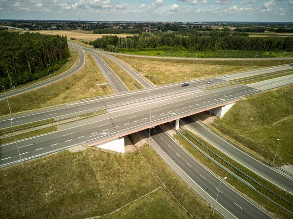 Autosnelweg Vanaf Boven Samen Met Kruispunt Polen — Stockfoto