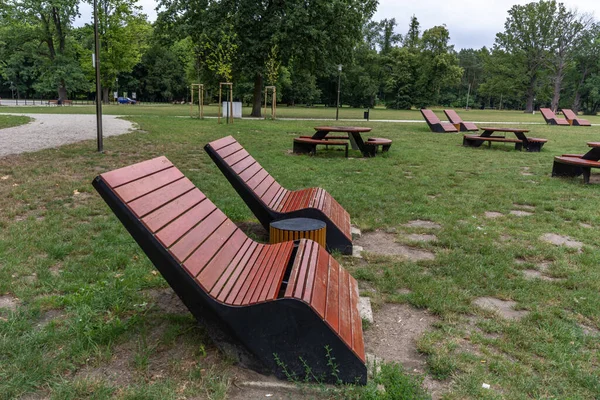 stock image Bench and table in the park infrastructure.