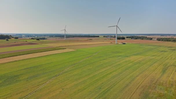 Ветряные Мельницы Ветряной Электростанции Польша — стоковое видео