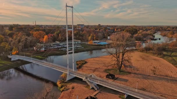 Ponte Bianco Sieradz Sul Fiume Warta Polonia — Video Stock