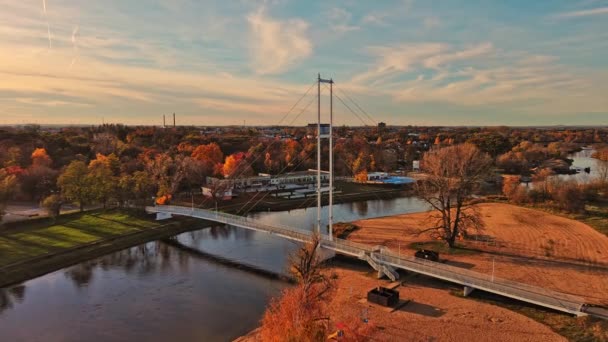 White Bridge Sieradz Warta River Poland — Stock Video