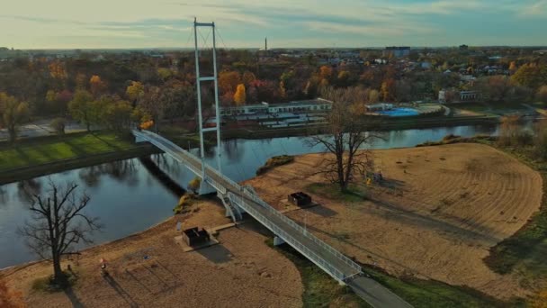 Biały Most Sieradzu Nad Rzeką Wartą Polska — Wideo stockowe