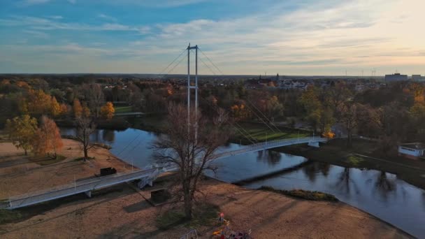 Белый Мост Серадзе Реке Варта Польша — стоковое видео