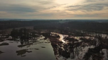 Polonya 'daki küçük Grabia nehrinden sel.