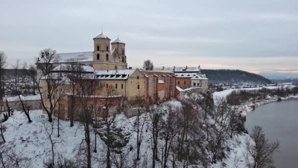 Tyniec Teki Manastır Polonya Daki Vistula Nehri Kıyısında Krakow — Stok video