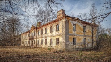 Ruins of a historic palace in Sielpia Wielka, Poland. clipart