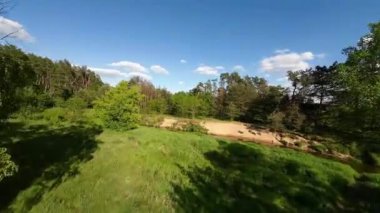 Bahar havası ve yeşil doğa alçaktan uçuyor..