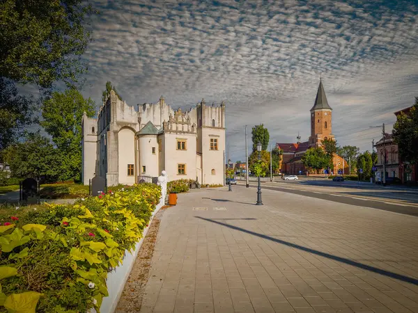 stock image Castle and old town in Pabianice, Poland.