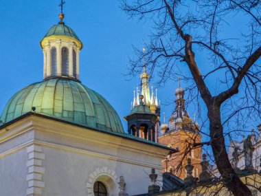 Evening on the old market square in Krakow, Poland. clipart