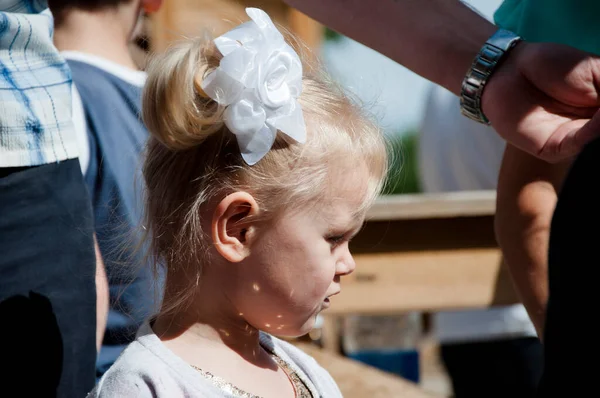 stock image childrens day. happy childhood. small child girl outdoor. little kid. preteen daughter has birthday.