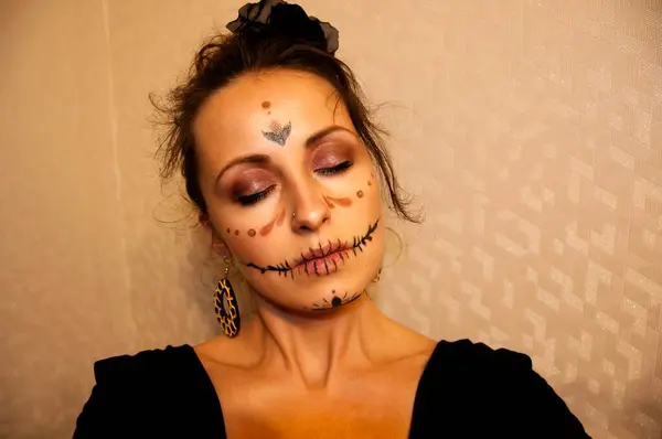 Crâne Catrina Calavera Jour Des Morts Joyeux Halloween Portrait Femme — Photo