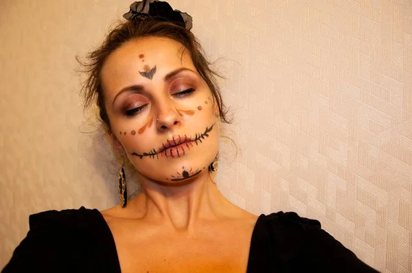 Catrina Skull Woman Halloween Catrina Calavera Skull Day Dead Happy — Stock Photo, Image