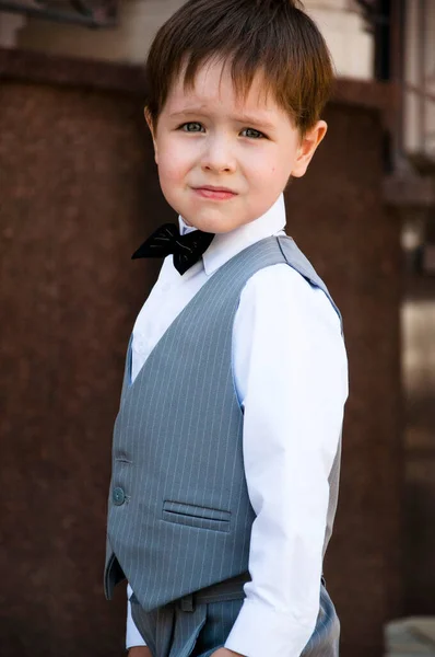 Child Menswear Formalwear Gentlemen Childhood Kid Fashion Wedding Tuxedo Tux — Stock Photo, Image