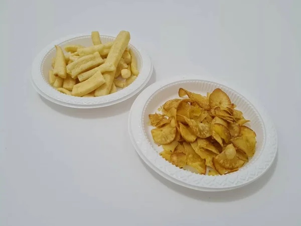 Petiscos Fritos Com Sabor Crocante Seja Bolachas Longas Batatas Fritas — Fotografia de Stock