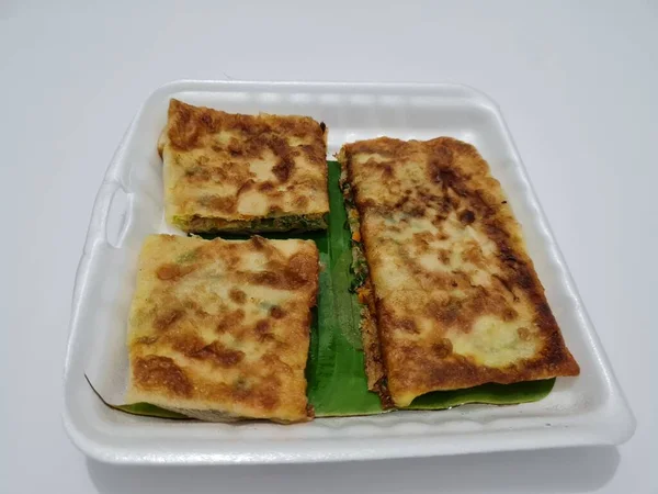 Smažená Omeleta Naplněná Zeleninou Masem Jídlo Pochází Asie — Stock fotografie