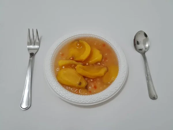 Sladký Kompot Naplněný Zralým Jackfruit Malými Sladkými Kuličkami — Stock fotografie