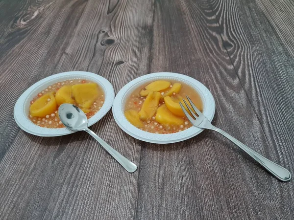 Słodki Kompot Wypełniony Dojrzałym Jackfruit Małe Słodkie Kulki — Zdjęcie stockowe