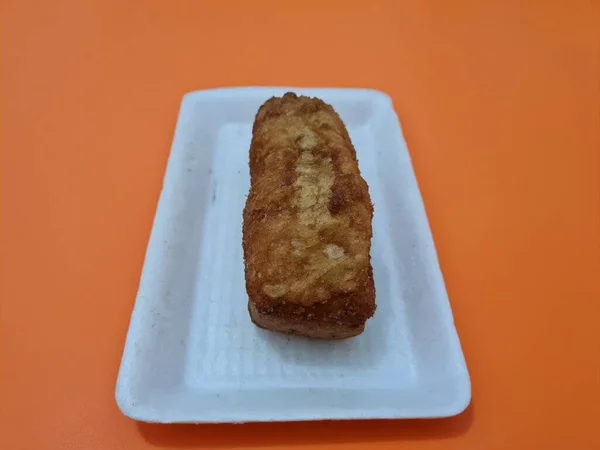 Snacks Vom Markt Sind Frittiertes Brot Das Ovale Form Mit — Stockfoto