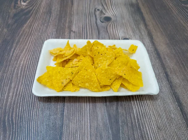 Crispy Chips Gemaakt Van Maïs Andere Ingrediënten Met Een Hartige — Stockfoto