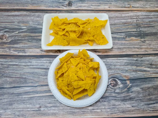 Chips Crujientes Hechos Maíz Otros Ingredientes Con Sabor Salado —  Fotos de Stock