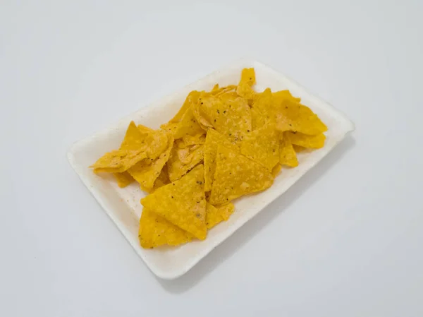 Batatas Fritas Crocantes Feitas Milho Outros Ingredientes Com Sabor Salgado — Fotografia de Stock