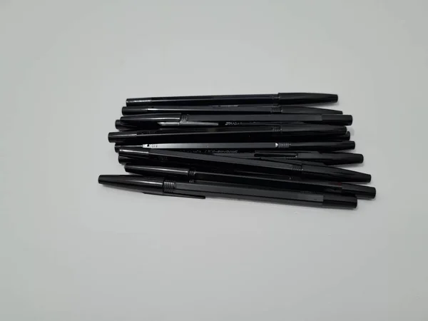 Equipo Oficina Utilizado Para Escribir Bolígrafo Negro —  Fotos de Stock