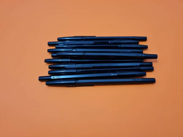 Equipo Oficina Utilizado Para Escribir Bolígrafo Negro — Foto de Stock