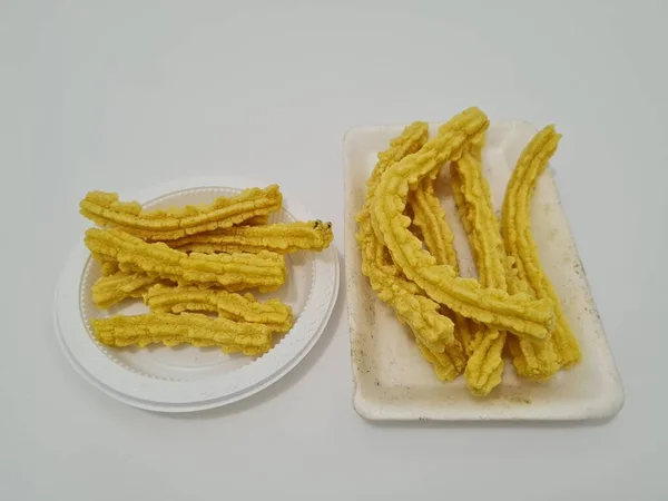 Knapperige Gele Crackers Met Een Hartige Smaak Kunnen Gegeten Worden — Stockfoto