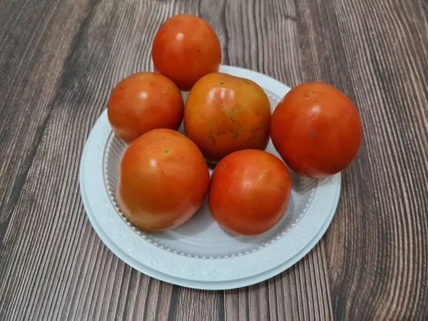 Verse Rode Tomaten Bevatten Veel Vezels Vitaminen Die Goed Zijn — Stockfoto