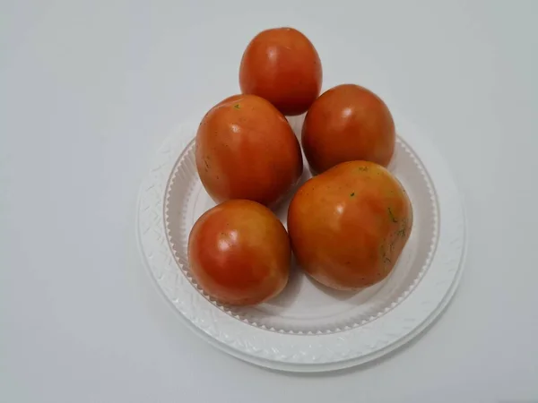 Los Tomates Rojos Frescos Contienen Mucha Fibra Vitaminas Que Son —  Fotos de Stock
