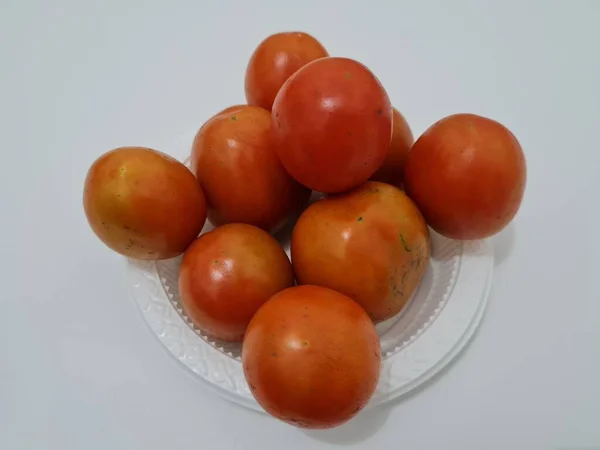 Pomodori Rossi Freschi Contengono Sacco Fibre Vitamine Che Fanno Bene — Foto Stock