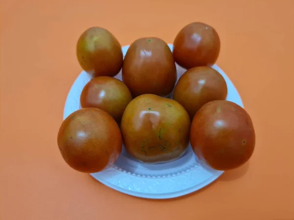 Tomates Vermelhos Frescos Contêm Muita Fibra Vitaminas Que São Boas — Fotografia de Stock