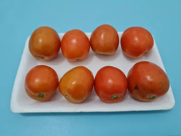 Färska Röda Tomater Innehåller Massor Fibrer Och Vitaminer Som Bra — Stockfoto