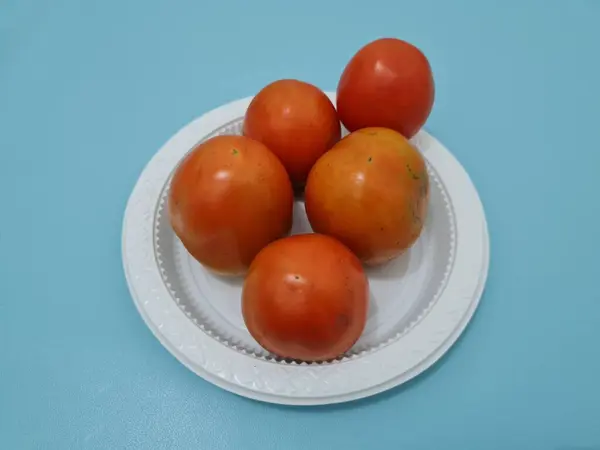 Pomodori Rossi Freschi Contengono Sacco Fibre Vitamine Che Fanno Bene — Foto Stock