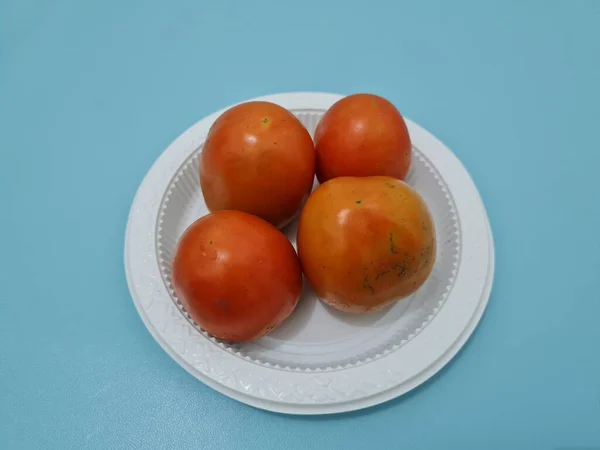 Tomat Merah Segar Mengandung Banyak Serat Dan Vitamin Yang Baik — Stok Foto