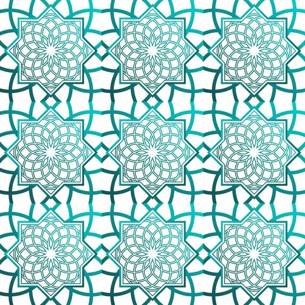 Blauw Turquoise Naadloze Textuur Patroon Islamitische Achtergrond — Stockvector