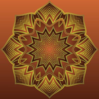 Sarı çizgili kahverengi vektör mandala